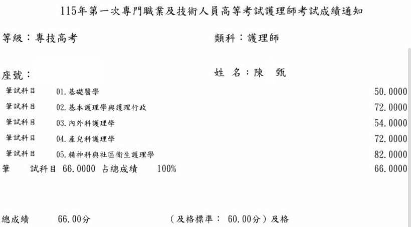 115第一次護理師上榜學員陳○甄
